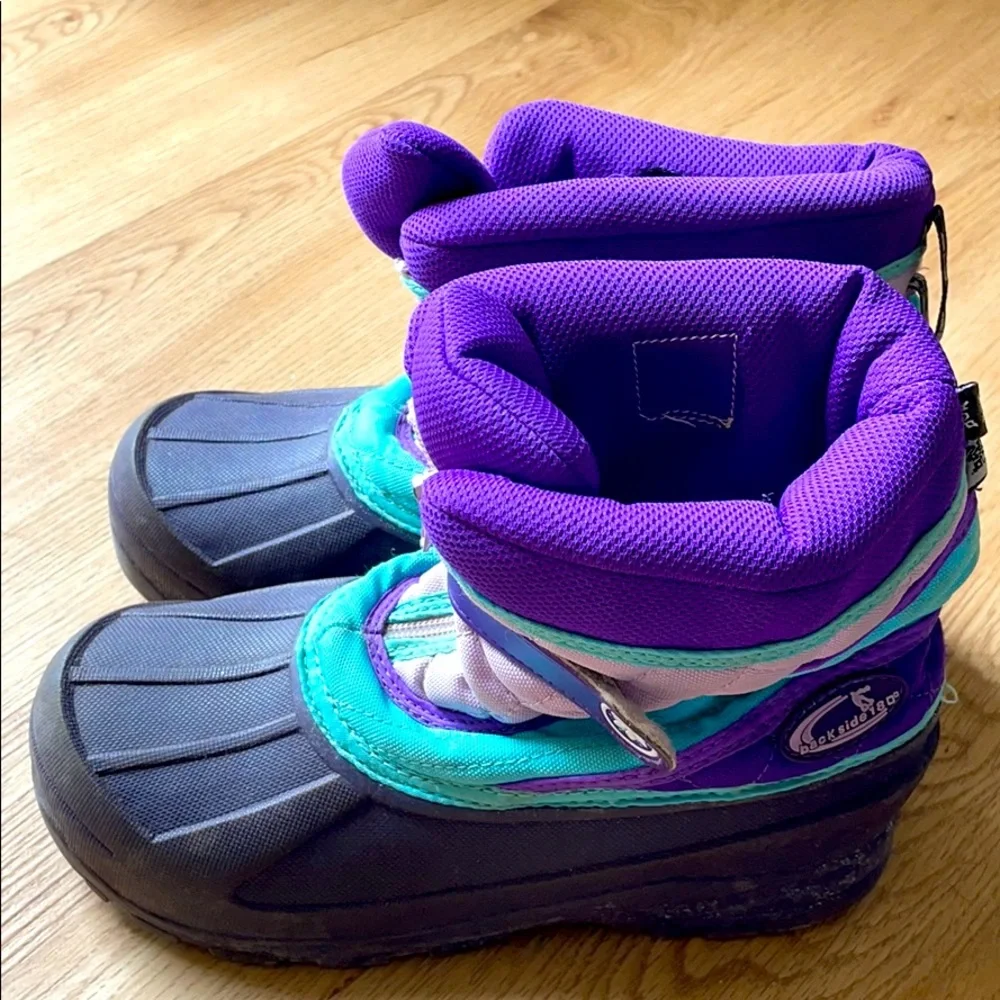 Purple girls winter rubber snow boots size 3